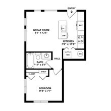 One Bedroom C floor plan